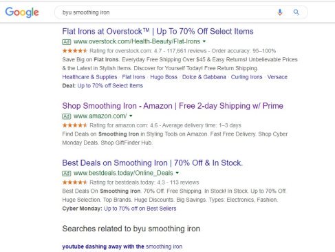 Google advertising search box