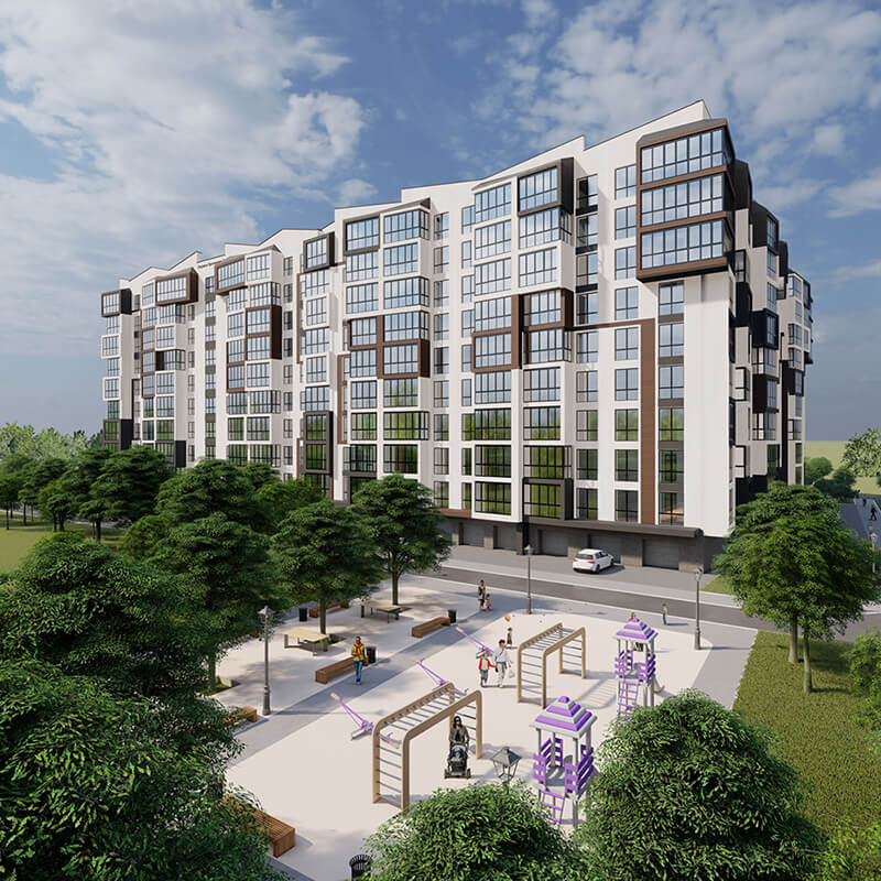 Facebook advertising for a construction company in the residential complex “Perlina Proskurova-2”