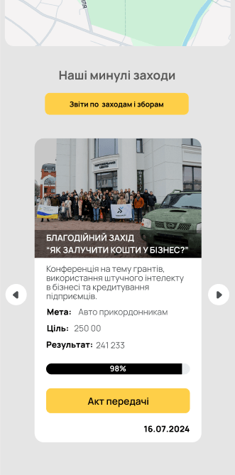 Блок зі звітами минулих заходів на мобільних пристроях