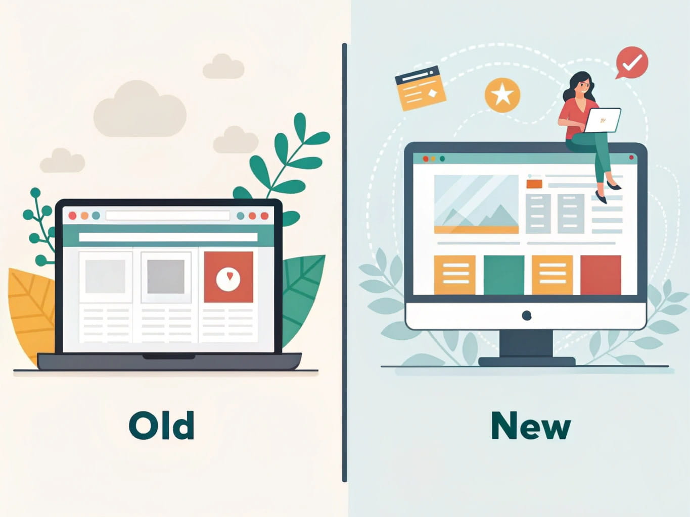 Difference between old site design and new modern redesign for sales growth